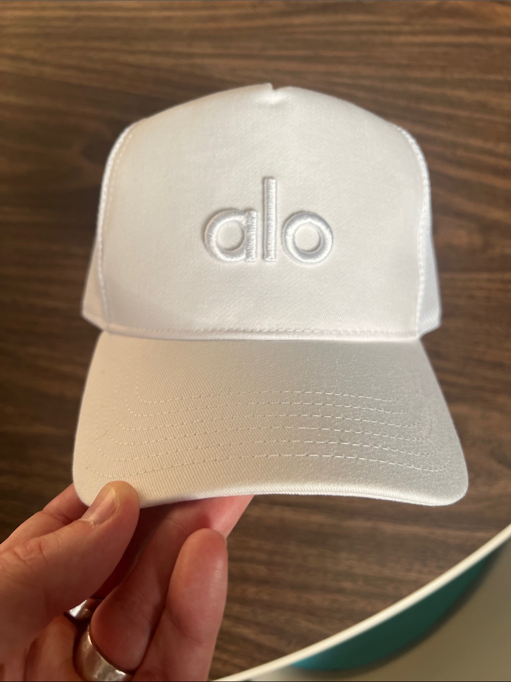Alo Yoga White Embroidered Logo Snapback